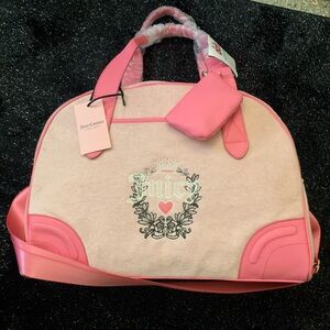 NEW!! Women’s Juicy Couture Heritage Pink Terry cloth duffle Bag weekender